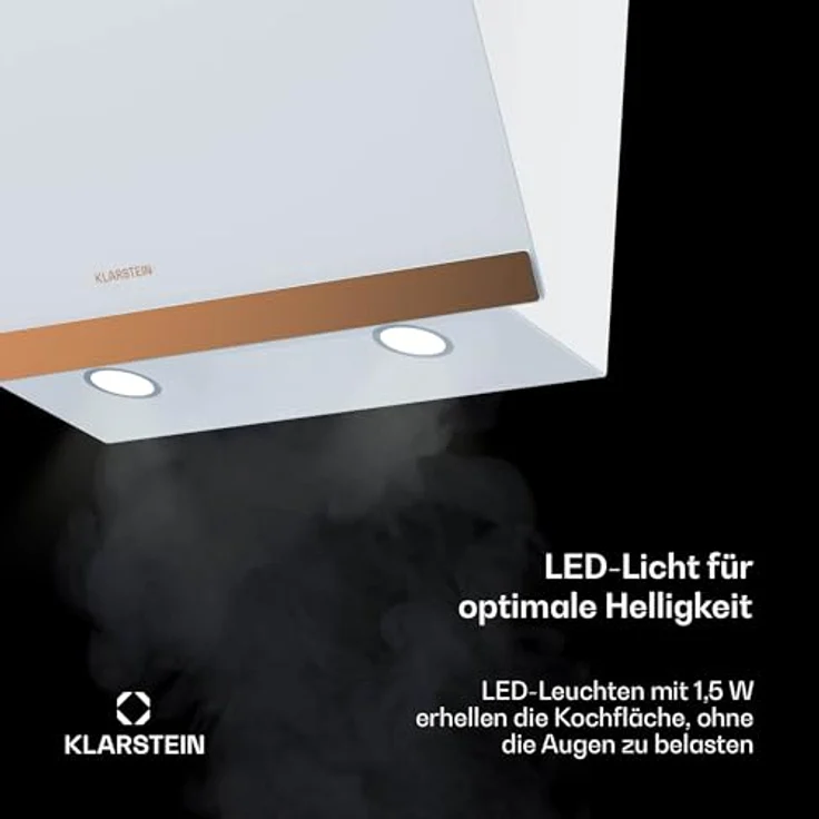 Klarstein FlashLine 60 Dunstabzugshaube, A++ Energieeffizienz, 524 m³/h, 3 Stufen, Touch Bedienung, Abluft/Umluft, 100 W, Weiß – Bild 5