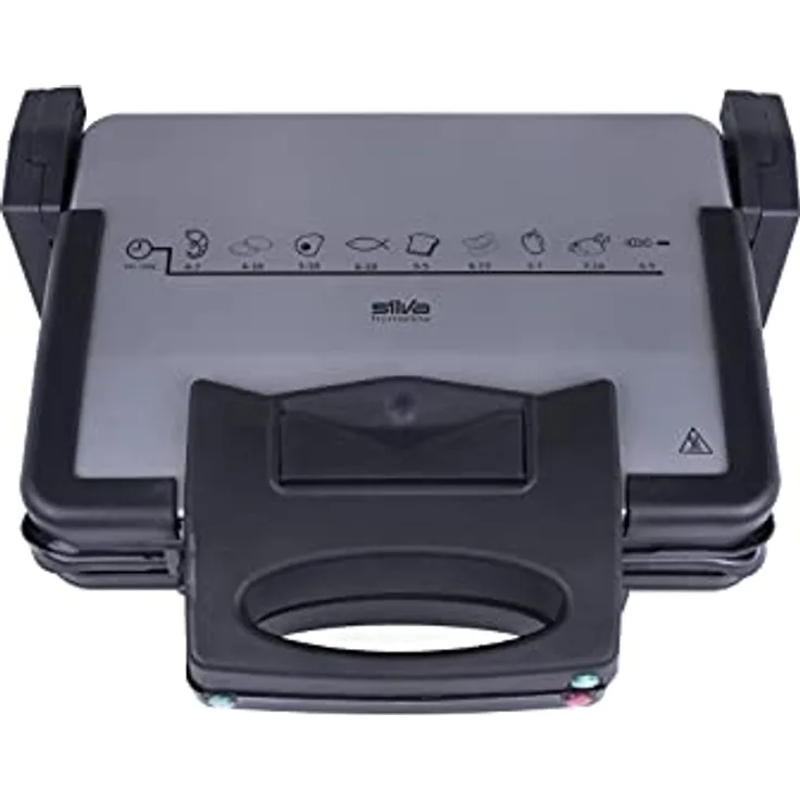 Silva Homeline KG 2180 Kontaktgrill, 1700W, Grillfläche 20,3 x 30,3 cm, Antihaftbeschichtung, 2 Kontrollleuchten, 2 Thermostate, Fettablaufrinne, anthrazit