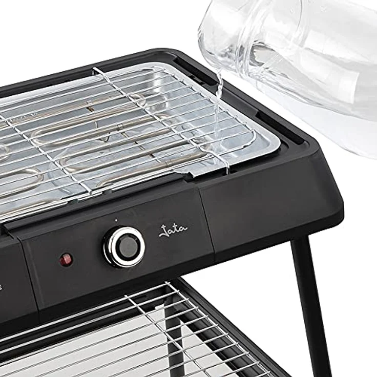 Jata JEBQ1001 Elektrischer Grill mit 2 Kochmöglichkeiten, 2 Höhen, abnehmbar, 400 x 230 mm, 2.200 W, Schwarz – Bild 3
