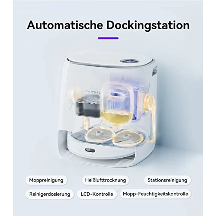 NARWAL Freo Saugroboter mit Wischfunktion und automatischer Dockingstation (Freo-Modus und DirtSense-Schmutzerkennung, rotierende Mopps, Smart-Swing Randreinigung, Heißlufttrocknung) – Bild 4