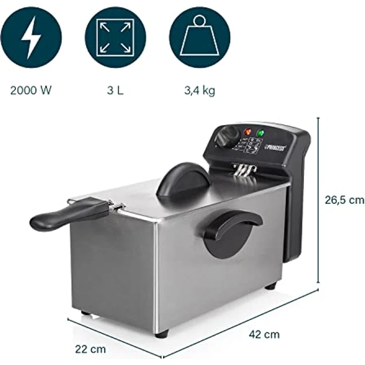 Princess 182626 Edelstahl Fritteuse - 3 Liter 2000 Watt mit Ölfilter und Kaltzonenfunktion – Bild 8