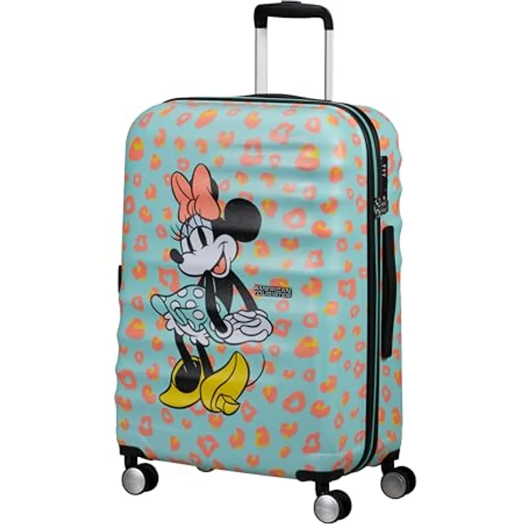 American Tourister Wavebreaker Disney FL - Spinner M, Koffer, 67 cm, 64 L, Mehrfarbig (Minnie Pastel Dots) - ABS-Konstruktion, TSA-Schloss, Rpet-Innenausstattung