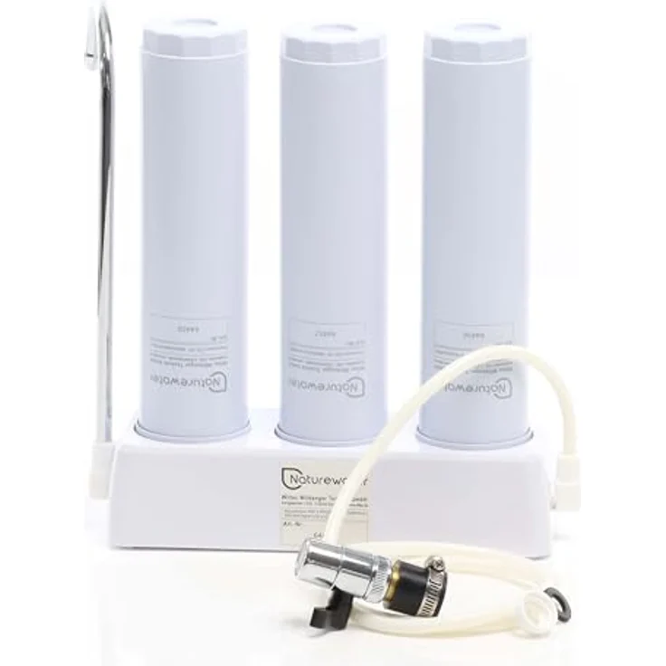 Naturewater NW-3-PPGACCTO 3 Stufen Counter Top Wasserfilter, 5 µ, PP Sediment, Aktivkohle Granulat, Aktivkohle Block Filtereinsatz, mit Universaladapter, Wasserhahn, naturewater – Bild 9