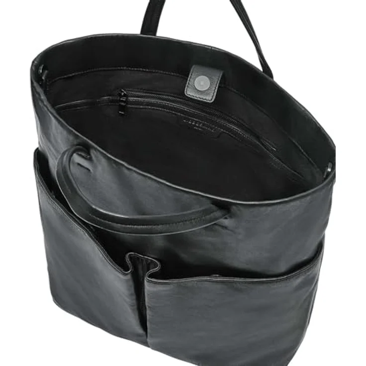Liebeskind Berlin Shopper Tote L HERA SHEEP NATURAL, Leder Einkaufstasche in nativem Schafsfell-Look, schwarz – Bild 3