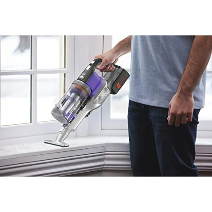 Black + Decker 4in1 Akku-Stielsauger Pet (36V, 2.0Ah, beutelloser Boden- & Handstaubsauger mit Elektro-Tierhaarbürste, inkl. 2in1 Fugendüse, Tierhaarbürste, Akku, Ladegerät & Wandhalterung) BHFEV362DP – Bild 12