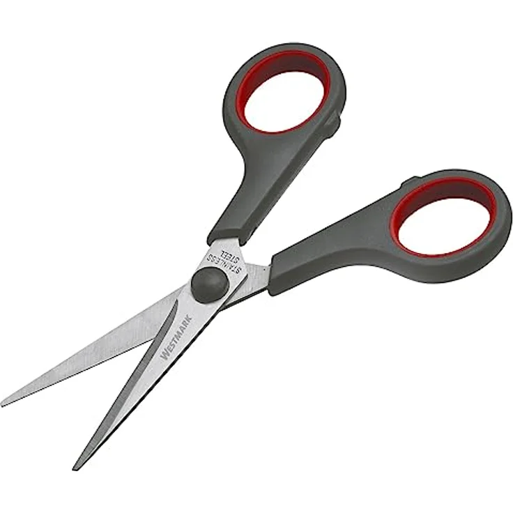Westmark Bastelschere 14 cm – Haushaltsschere ideal für das Schneiden von Kunststoff, Papier, Pappe und mehr – rostfreier Edelstahl, schwarz, rot – Bild 1