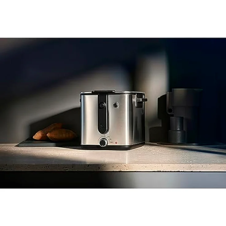 WMF 3200001143 Fritteuse, 1000W, Drehregler, schwarz, Edelstahl, 1 L Volumen, mit wenig Öl – Bild 2