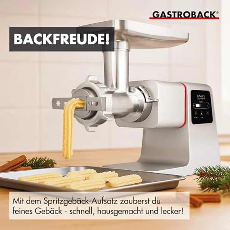 Gastroback Fleischwolf Design Fleischwolf 6-in-1 Power Pro, silberfarben, mit Burger-Presse und 2800 g/min Durchlaufmenge – Bild 5