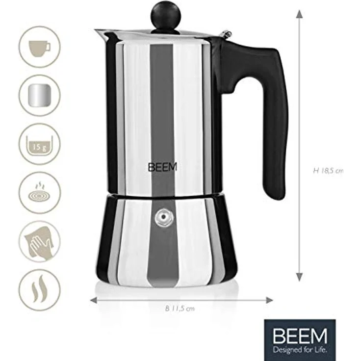 BEEM Espressomaker Espressokocher - 4 Tassen Herdkocher Induktion – Bild 3