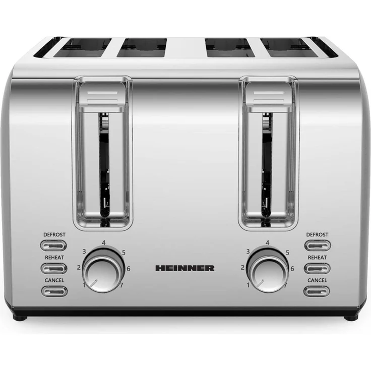 Heinner HTP-4S1500SS, Toaster für 4 Scheiben, 1500 W, Edelstahl, silber
