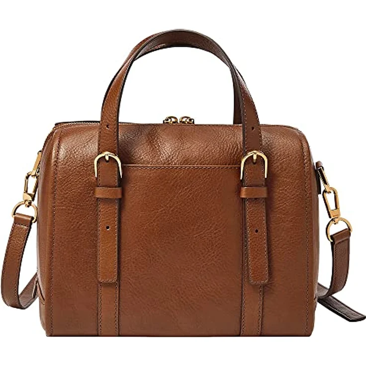 Fossil Carlie Umhängetasche, braune Rindsleder-Tasche mit abnehmbaren, verstellbaren Riemen und weit öffnendem Hauptfach – Bild 4