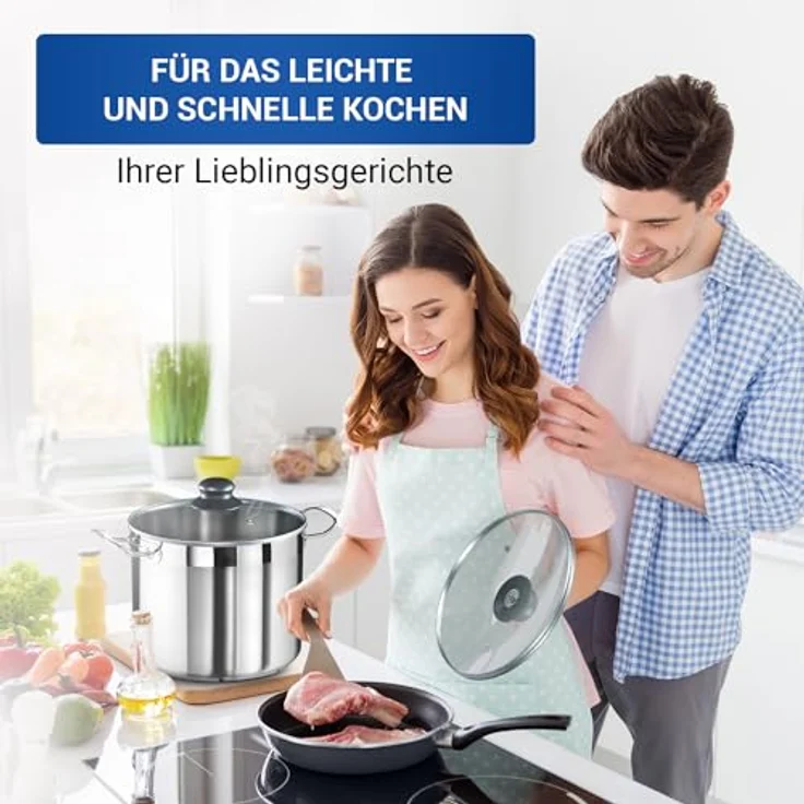 VIOKS Glasdeckel 200mmØ, Topfdeckel mit Knopfgriff und Edelstahlschutzrand für Töpfe und Pfannen – Bild 7