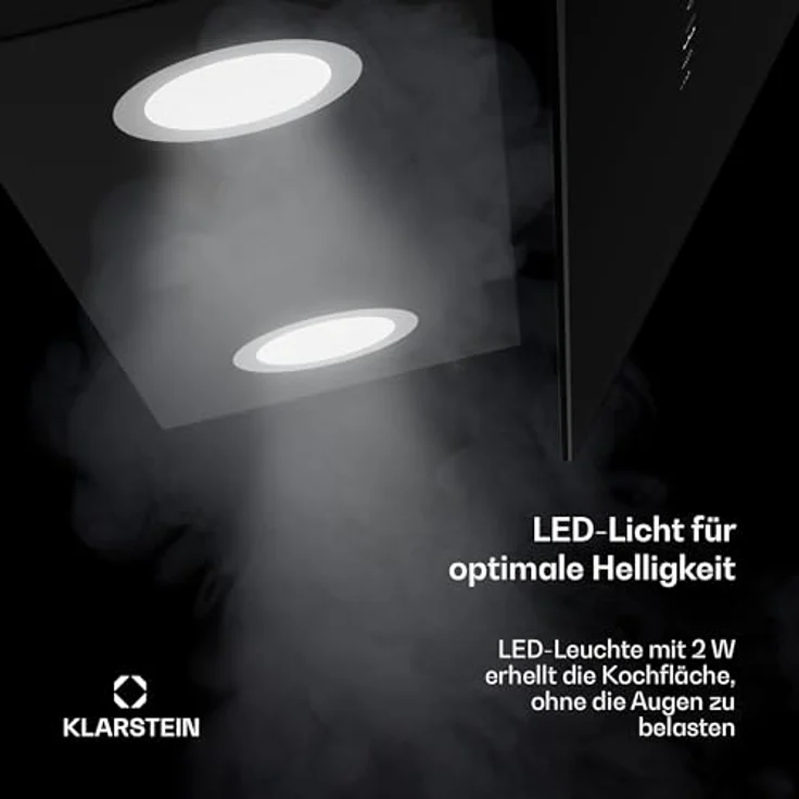 Klarstein 10040230 Wandhaube, Alina 60 Smart Dunstabzugshaube 60 cm 594 m³/h LED Ambiente-Licht Glasfront, schwarz – Bild 6