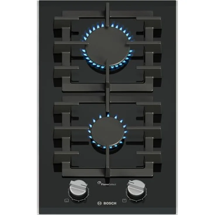 Bosch Serie 8 PRB3A6I40, Domino-Gaskochfeld, 30 cm, Glaskeramik, Schwarz, mit FlameSelect und Sicherheits-Gasabschaltung