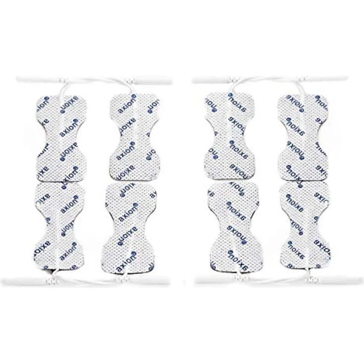 Axion Elektrodenpads für TENS/EMS, 6,5x3cm, 2mm Steckanschluss, 8 St., selbstklebend für Rücken, Finger, Handgelenk