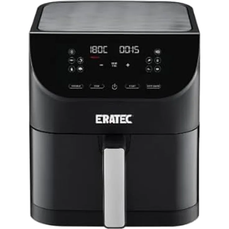 ERATEC AF-60 Heißluftfritteuse XXL 5,5L 1500W Air Fryer ohne Öl mit LED Touchscreen Display und 10 Programmen Schwarz