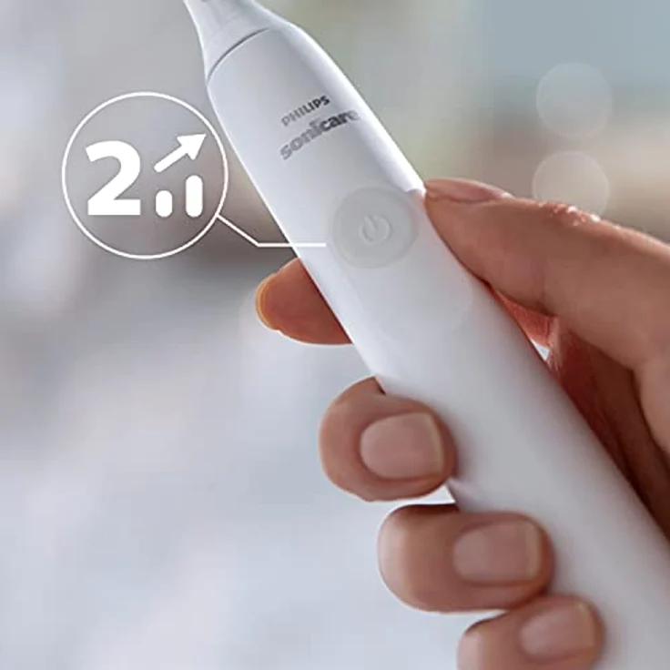 Philips Sonicare 3100 Series elektrische Zahnbürste mit Schalltechnologie Doppelpack, mit Drucksensor und Bürstenkopf-Wechselanzeige, weiß (Modell HX3675/13) – Bild 4