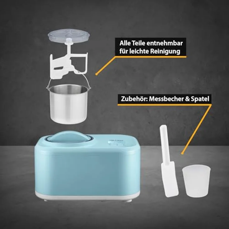 TZS First Austria Eismaschine & Joghurtbereiter | 1 L | Frozen Joghurt, Sorbet, Eiscreme | inkl. Rezeptheft, Messbecher & Spatel | mint – Bild 4
