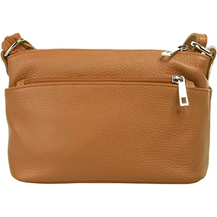 Cluty Umhängetasche, Echtleder, Made in Italy, 15 cm x 27 cm, mit Reißverschlusstaschen, klassisches Design – Bild 4