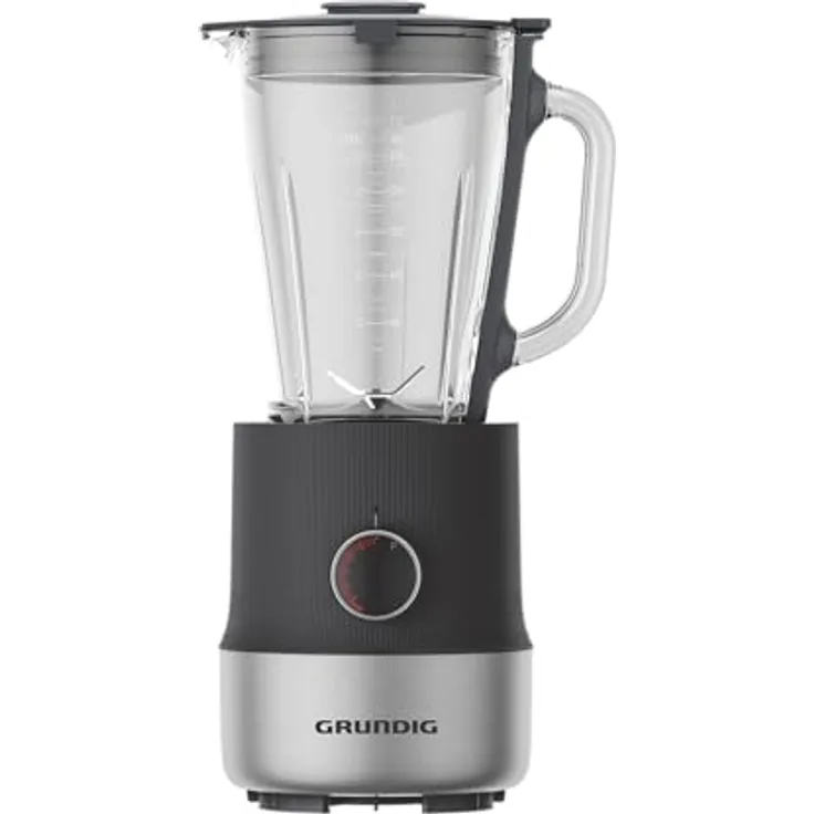 GRUNDIG SM 6430 Standmixer, 800 Watt mit 1,5 Liter Glasbehälter, Anthrazit/Edelstahl, 5-stufige Geschwindigkeitsregulierung und Pulsfunktion