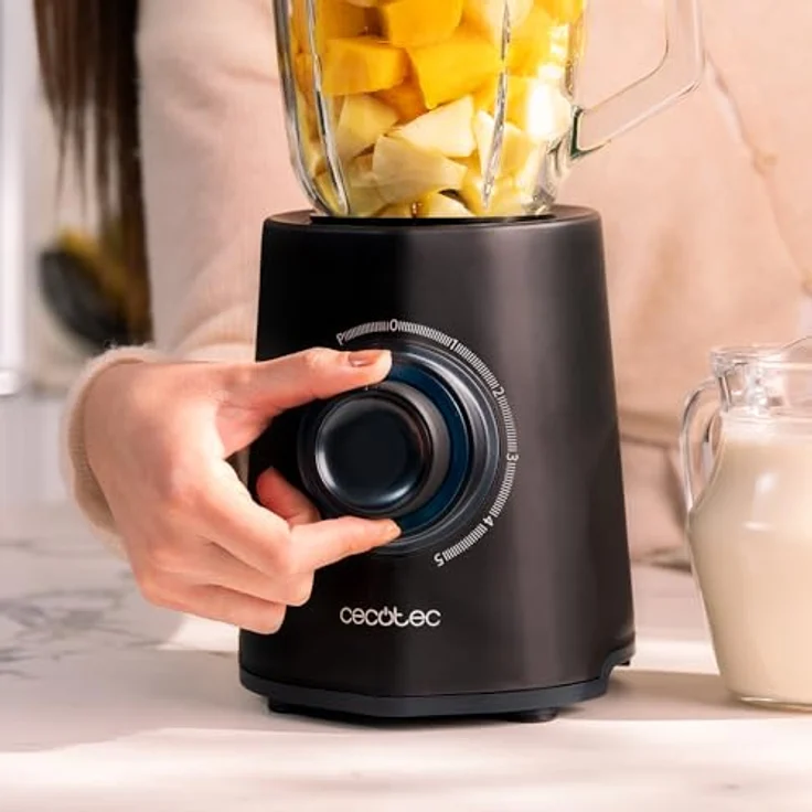 Cecotec Standmixer Power Black Titanium 2300MAX, 2300W, 1,5L, 5 Geschwindigkeiten, 6 Klingen mit schwarzer Titanbeschichtung, hitzebeständiger Krug – Bild 5
