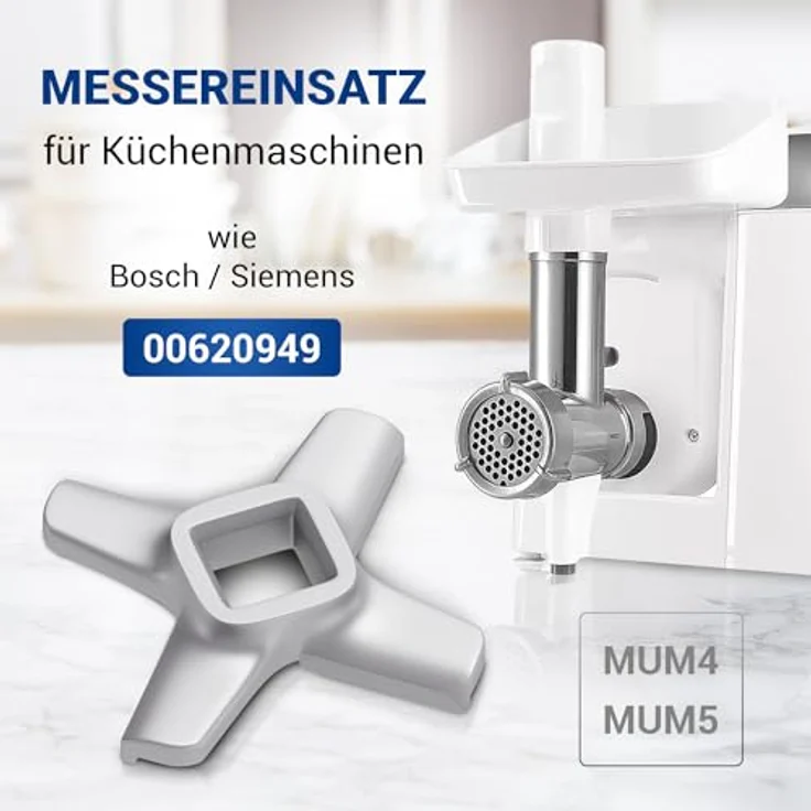 Messereinsatz Messer für Bosch Küchenmaschine Fleischwolf Ersatz für 00620949 620949 Ersatzmesser aus Edelstahl für MUM5 MUM4 MFW15 MF155 MK44 MUZ4FW MUZ5 Passend für Siemens 00020468 00028887 – Bild 2