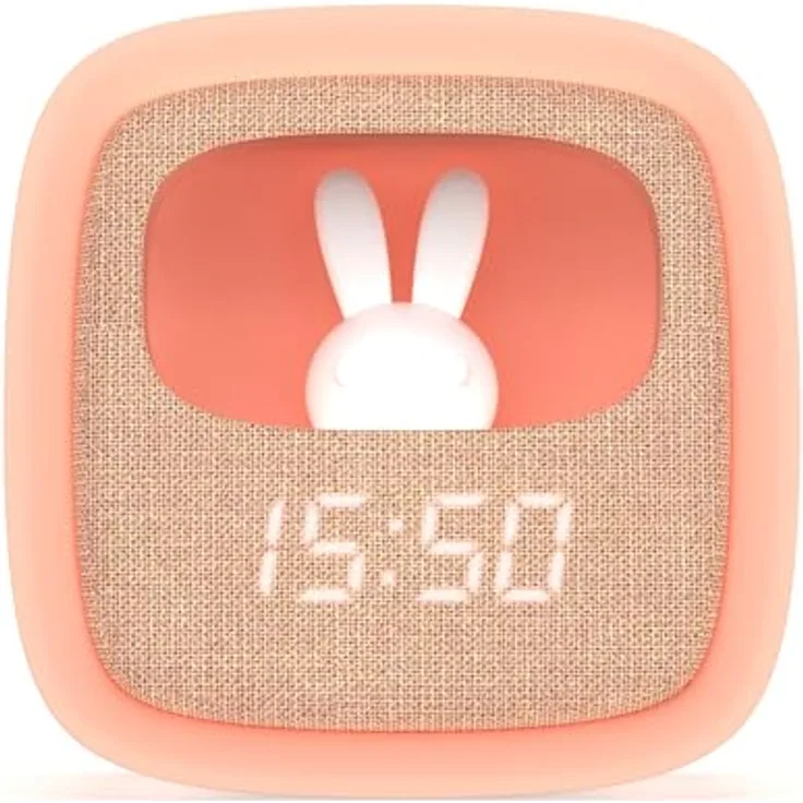 MOB Billy Clock, digitaler Wecker mit Nachtlicht und 3 Weckfunktionen, Soft-Touch Silikon-Rahmen, Rosa, 14 Stunden Akkulaufzeit