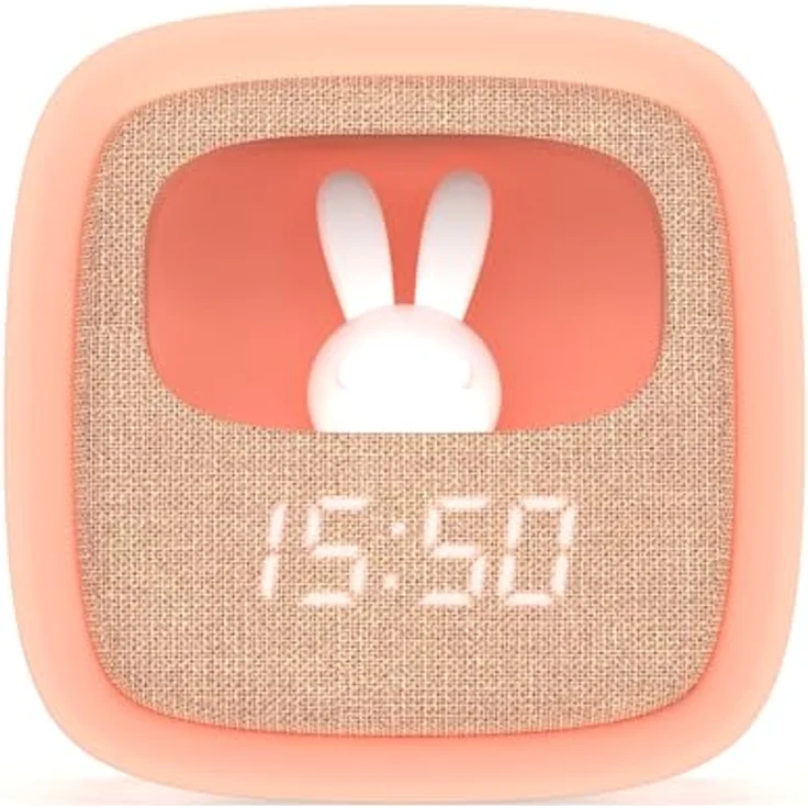 MOB Billy Clock, digitaler Wecker mit Nachtlicht und 3 Weckfunktionen, Soft-Touch Silikon-Rahmen, Rosa, 14 Stunden Akkulaufzeit – Bild 1