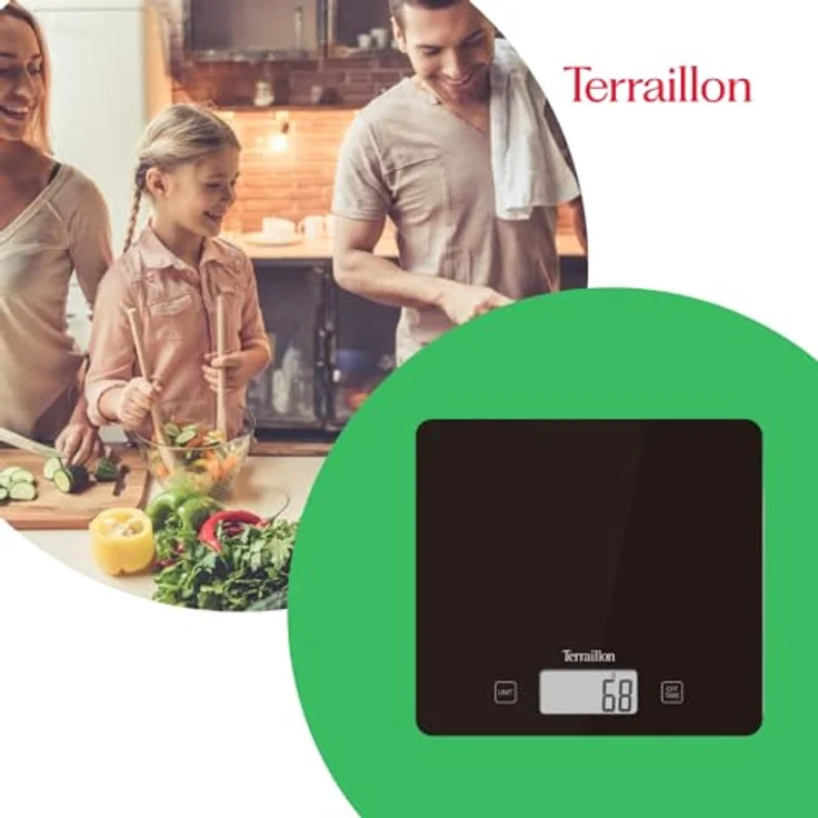 Terraillon Küchenwaage, Mit Tara-Funktion, Flüssigkeitsanzeige, Ultradünn, Bis 3 kg, T1040, Motiv Bakery – Bild 8