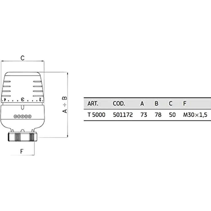 qpool24 Ivar Thermostat-Köpfe 30x1,5, mit eingebauter Steuerung und Flüssigkeitsausdehnung Fühler für Heizkörperregelung (T 5000) – Bild 2