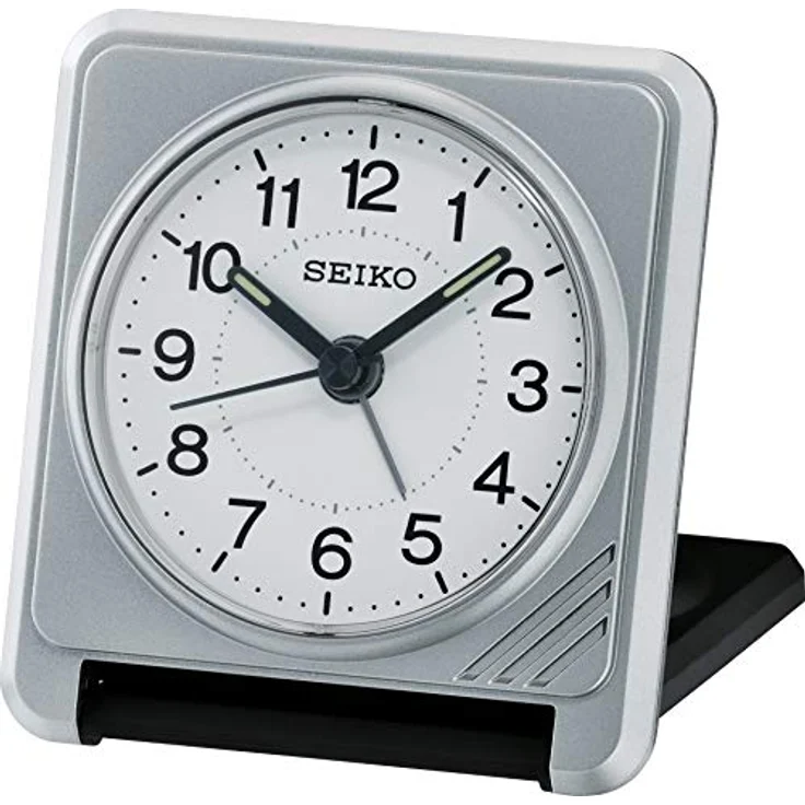 Seiko Reisewecker QHT015S, silber, mit ansteigendem Piep-Alarm und Schlummerfunktion, Zifferblattbeleuchtung – Bild 1