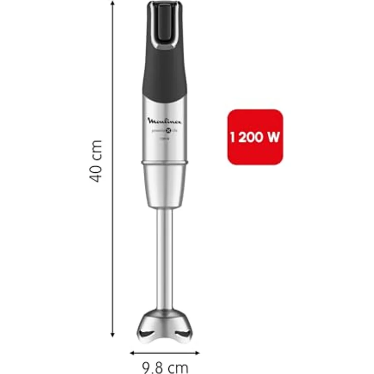 Moulinex DD95JD10 Staafmixer, 1200 Watt Pürierstab mit Edelstahl-Schaft, inkl. Zerkleinerungsschüssel und Schneebesen, Schwarz – Bild 4