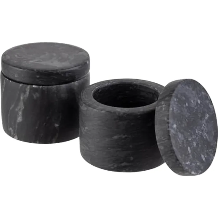 Assheuer + Pott Marmordose MARVELLO, 2er-Set mit Deckel, Ø 6 cm, Höhe 5 cm, 40 ml, hochwertige Marmor-Optik для Gewürze und Kräuter