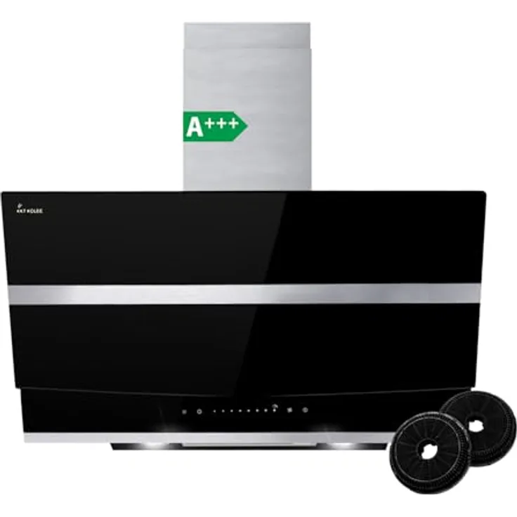 KKT KOLBE HERMES8005S Dunstabzugshaube 80 cm Edelstahl schwarzes Glas LED-Beleuchtung SensorTouch-Bedienung A+++