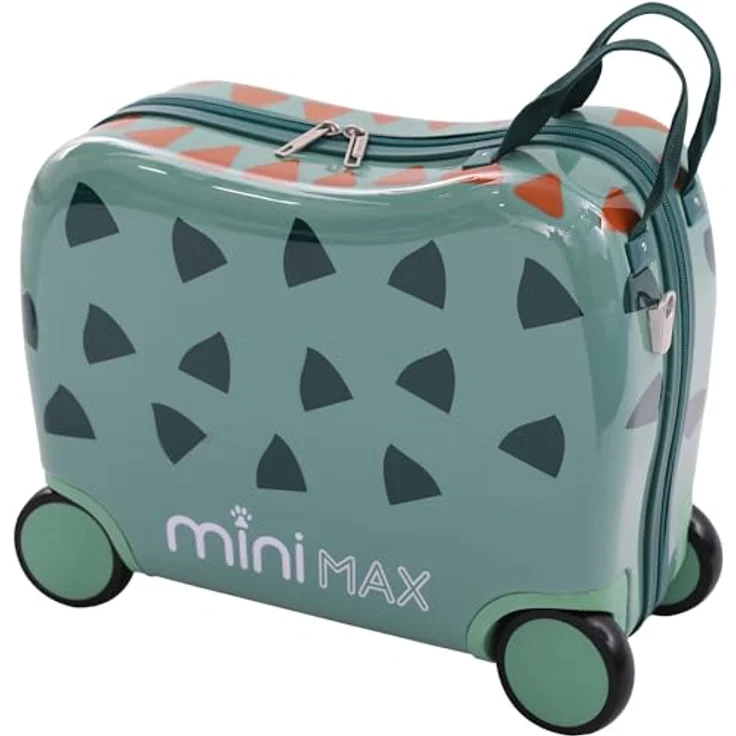 Aerolite Minimax Kinderkoffer Hartschale Trolley, Handgepäck 45x36x20cm, 29L, Dino-Design, 4 Rollen, geeignet für Easyjet – Bild 4