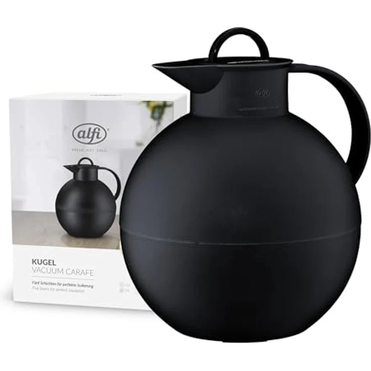 alfi 0115.020.094 Isolierkanne Kugel, Kunststoff Schwarz 0,94 l, 12 Stunden heiß, 24 Stunden kalt, Frosted – Bild 2
