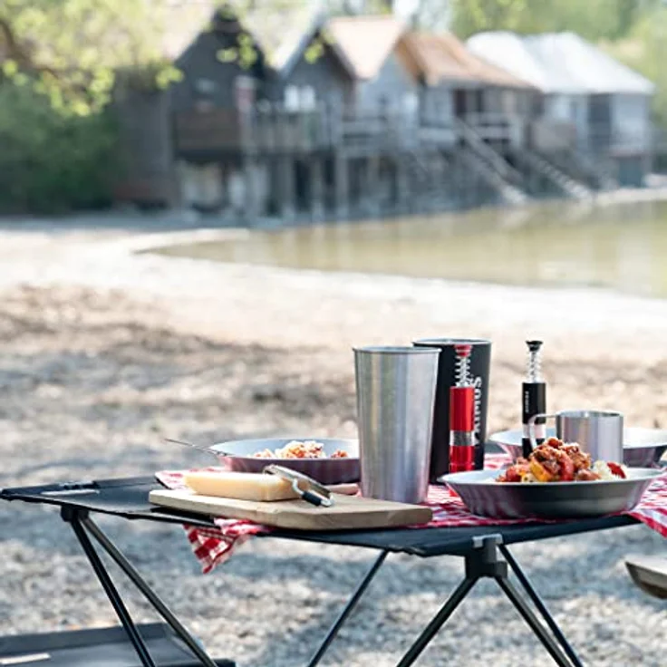 Primus Salt and Pepper Mill, Set aus Aluminium mit einhändiger Bedienung, Schwarz-Rot – Bild 5