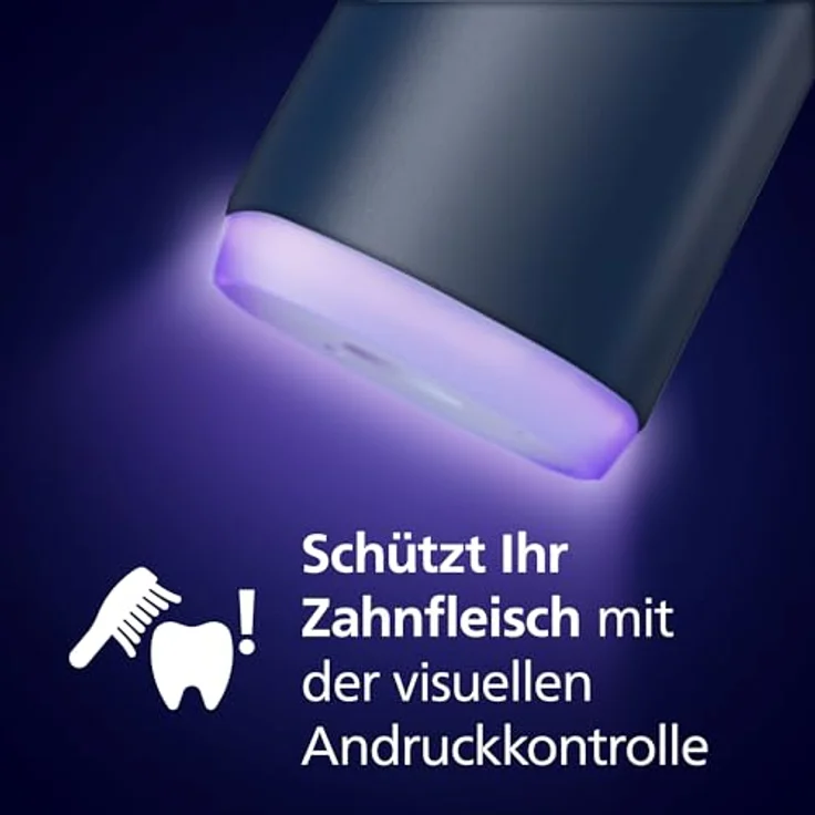Philips Sonicare 7100 elektrische Zahnbürste, Schallzahnbürste mit App, 4 Putzmodi und 3 Intensitätsstufen, Andruckkontrolle, EasyStart, SmarTimer, Weiß und Marineblau, Zweierpack – Bild 5