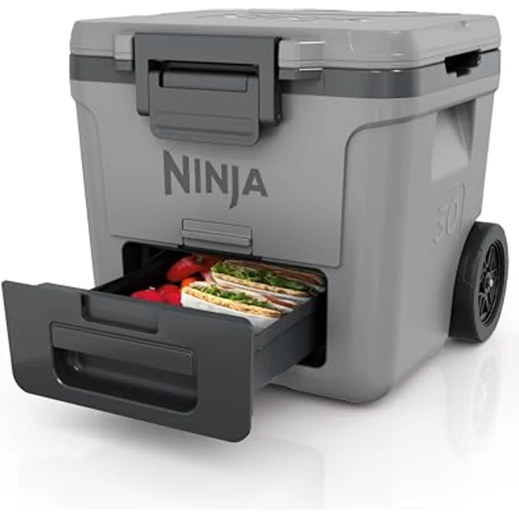 Ninja FrostVault Kühlbox mit Rollen, 28 L Fassungsvermögen und „Dry Zone“-Schublade, schiefergrau, FB230EUGY – Bild 1