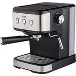 TZS First Austria Espresso Siebträgermaschine elektrisch, mit professionellem Milchschäumer, tauglich für Pads, 1,5 L Wassertank, inkl. 2-in-1 Messlöffel und Tamper, Edelstahl/Schwarz