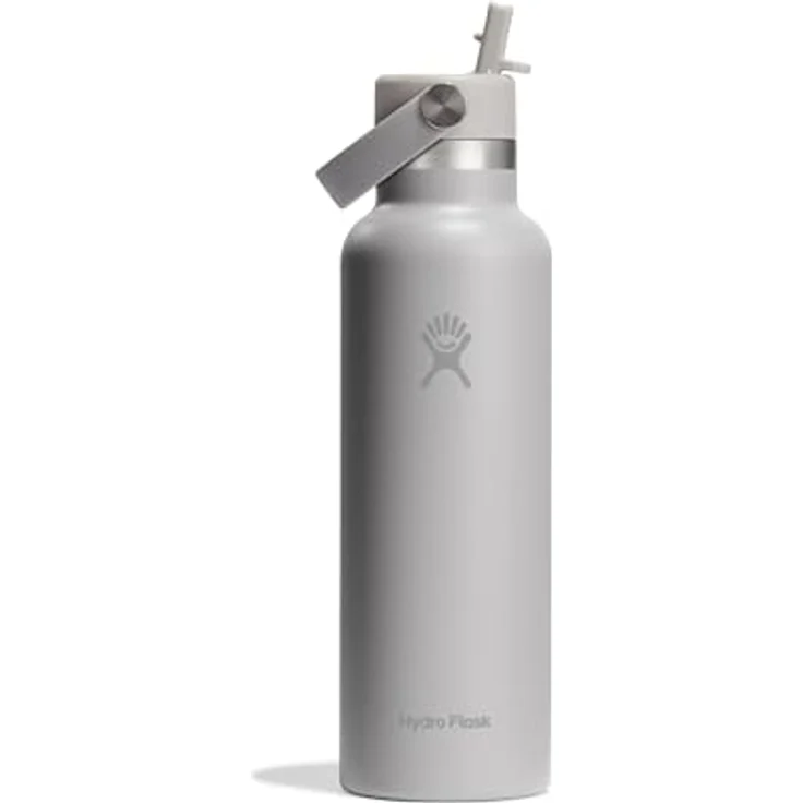 HYDRO FLASK Standard Mouth Trinkflasche 621ml (21 oz) mit Strohdeckel - Vakuumisoliert, Auslaufsicher - Heiß & kalt - Birch – Bild 1