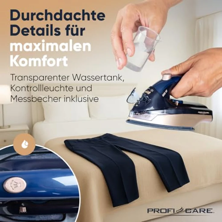 ProfiCare Dampfbügeleisen PC-DB 3125, Mini Reisebügeleisen mit 800W, Dampfstoß, vertikaldampf und klappbarem Griff – Bild 6