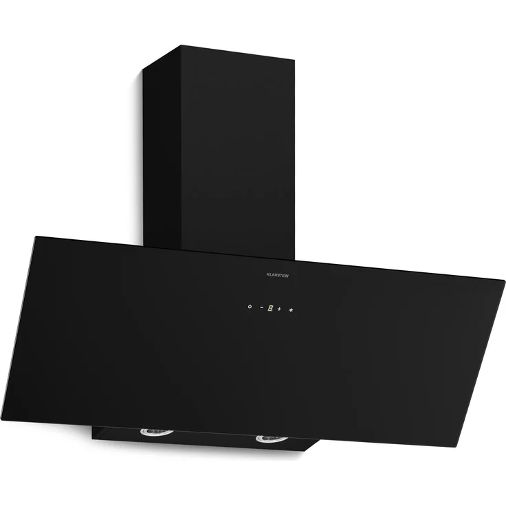 Klarstein Laurel Kopffreihaube 60cm, Winkel-Abzugshaube mit 417 m³/h, Touch-Bedienung, LED-Beleuchtung, A+++, Umluft & Abluft, leise, Glasdesign, Schwarz