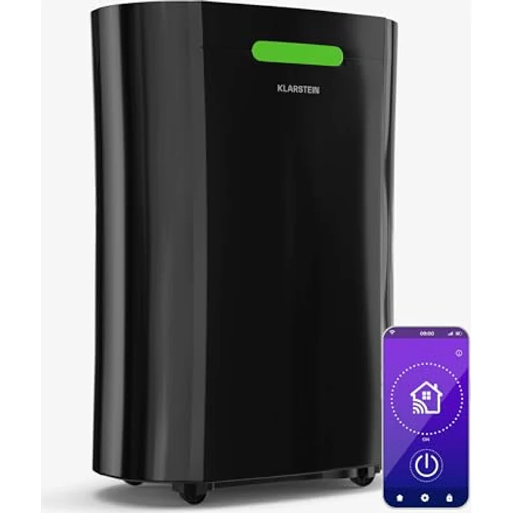 Klarstein AeroDry Smart 12l Luftentfeuchter - 12L/Tag, 2.5L Tank, 39dB, WiFi/App/Alexa Steuerung, LED Display, 24h Timer, Carbon Filter, Elektrisch, Schwarz – Bild 1