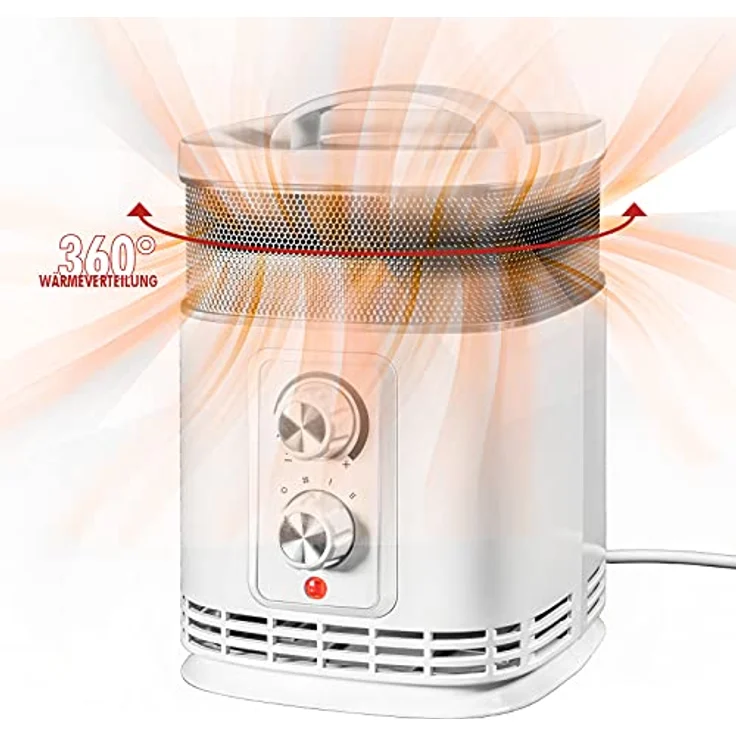 MAUK® PTC Keramik Heizlüfter | 1500 W 3 Stufen Thermostat | Elektro Heizung für Camping & Bad | energiesparend & leise, Weiß – Bild 4
