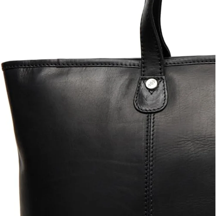 The Chesterfield Brand Ferrera Shopper, aus echtem Leder, schwarz mit gepolstertem Laptopfach und geräumigen Hauptfach – Bild 3