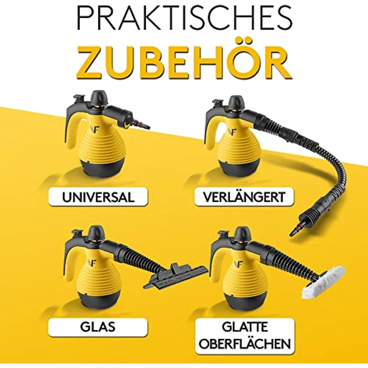 Neighbour's Friend® Dampfreiniger Handgerät mit vielen Aufsätzen 350ml Tank I Leistungsstarker Handdampfreiniger 3,5 Bar I Dampf Gerät Fenster mit Dampfregulierung, Schwarz – Bild 3