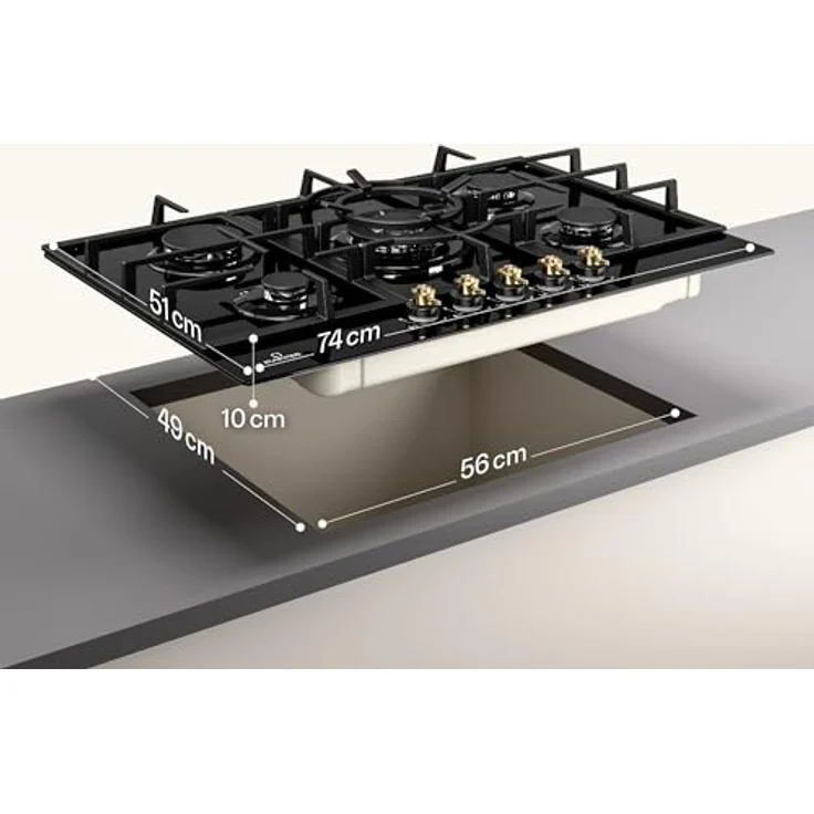 Klarstein DSM-Victoria-5 Gaskochfeld, Einbaugerät, Drehregler, Breite 74 cm, 4 Zonen, schwarz – Bild 9