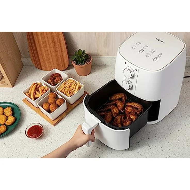 Linsar Heißluftfritteuse 4L, 1400 W, manuelle Bedienung über 2 Drehregler, fettfreies Frittieren und Backen – Bild 6