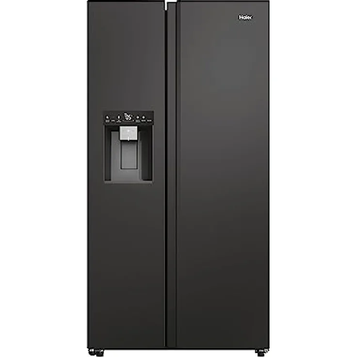 Haier Side by Side 90 SERIE 5 Kühl-Gefrierkombination/Total No Frost/Smart hON-App/Humidity Zone/XXL Nutzinhalt/Leise nur 36 db(A) / Wasser-und Eiswürfeldispenser/Edelstahl schwarz